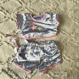 Build A Bear Workshop Retired Satin Angle PJ's Pajamas Lavender Stars